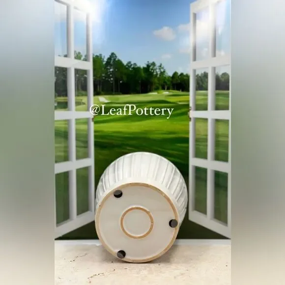 Pancho White Ceramic Planter Pot with Saucer Attached - Picture 8 of 9